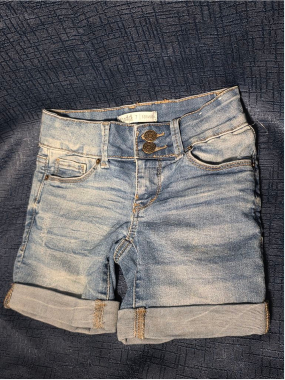 Girls Mudd Blue Denim Bermuda Shorts Size 7 Y2K